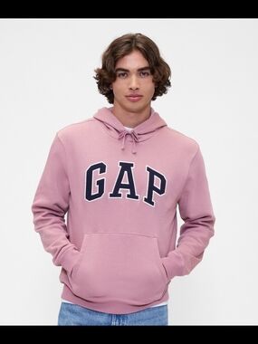 GAP Men's Dusty Rose Hoodie with Navy Logo
